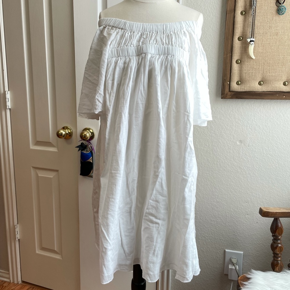 Anthropologie Strapless White Cotton Dress size S